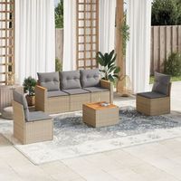 conjunto de sofas jardin con cojines beige mezcla 6 uds  mueble jardin mesa y sillas ratan pe cfw891583
