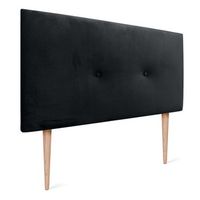 dhome cabecero de terciopelo liso con botones 105x105 con patas camas 105 - negro