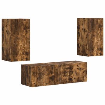 Conjunto De Mueble Para Tv De Pared 4 Uds | Mueble De Salón | Gabinete De Tv Roble Ahumado