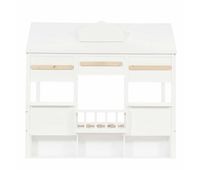 cama alta infantil 90x200 - diseno en forma de casa con estanteria somier robusto - blanco