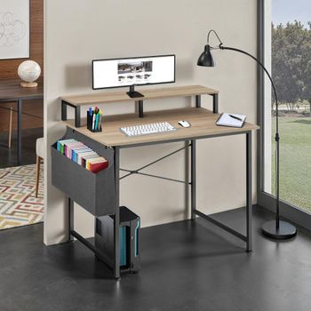 Escritorio industrial con soporte y bolsa 120x60x110 cm madera clara