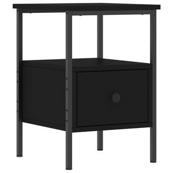 Mesita De Noche | Mesa Auxiliar | Mesilla Madera De Ingeniería Negro 34x36x50 Cm