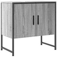 armario lavabo bano  mueble bano madera ingenieria gris sonoma 60x33x60 cm