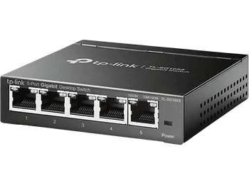 Switch - TP-Link TL-SG105S, 5 puertos RJ-45, Gigabit Ethernet (10/100/1000), Negro