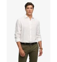 superdry para hombre m4011103a camisa riviera lino blanco l casual manga larga
