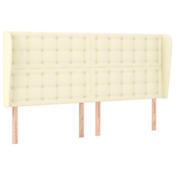 Cabecero，panel De Cabecero Con Orejas Cuero Sintético Crema 203x23x118/128 Cm