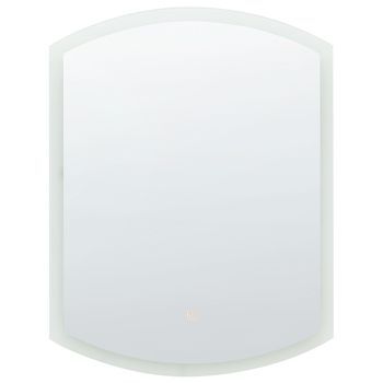 Espejo De Pared Led De Vidrio Plateado 60 X 78 Cm Maquillaje Ovalado Beziers