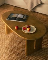 mesa de centro de madera de abeto en color natural 70 cm