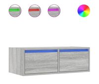 mueble de tv con luces led sonoma gris 75x355x25 cm