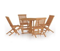 set de comedor de jardin plegable 5 pzas madera maciza de teca