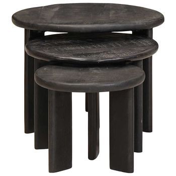 3 Piezas Mesas De Café | Mesa De Centro Nido Madera De Mango Maciza
