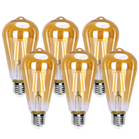 aigostar st64  bombilla edison estilo vintage bombilla led e27 casquillo gordo 4w equivalente a 38w bombilla de filamento led blanco calido 2200k angulo de haz 280 no regulable pack 6 uds