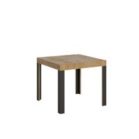 mesa extensible 90x90246 cm efecto madera roble natural hierro