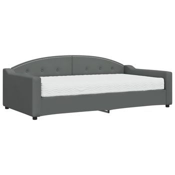 Sofá Cama Con Colchón Tela Gris Oscuro 100x200 Cm Vidaxl