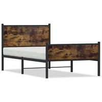 estructura de cama sin colchon metal roble ahumado 107x203 cm