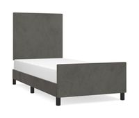 estructura de cama con cabecero terciopelo gris oscuro 90x190cm diseno plano