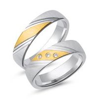 alianzas 14 quilates oro amarillo-blanco 3 diamantes