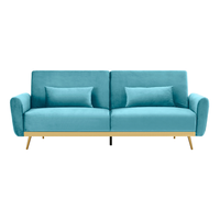 sofa cama de 3 plazas de terciopelo azul cyano