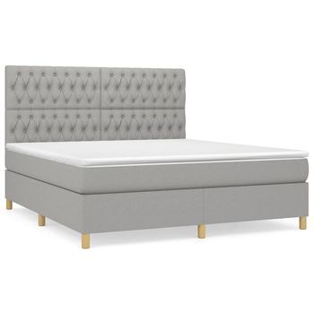 Cama Tapizada 203x180x128 Cm Tejido - Gris