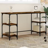 mesa de escritorio  escritorio de despacho  escritorio metal madera ingenieria roble ahumado 140x50x75 cm cfw187851