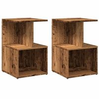 pack 2 uds mesitas noche  mesilla de noche madera contrachapada madera vieja 35x35x55cm