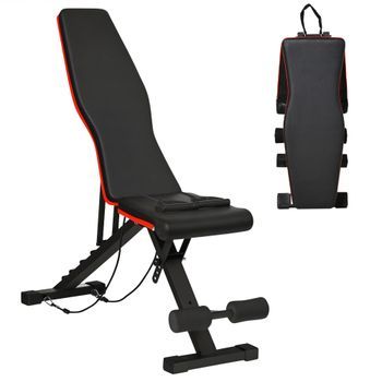 Bicicleta Estática Rolipo Banco De Musculación Plegable Con Respaldo Y Asiento Ajustables, Extensión De Pierna Y Bandas De Resistencia