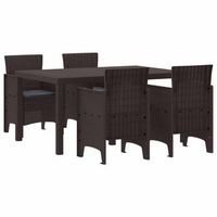 conjunto de comedor de jardin 5 uds marron ratan polt vidaxl
