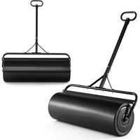 63l rodillo de cesped de metal rodillo cesped llenado costway 99 x 30 x 137 cm negro