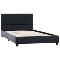 cama individual  estructura de cama sin colchon cuero sintetico negro 90x200 cm cfw23829