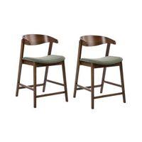 conjunto de 2 sillas de comedor estilo tradicional con asiento tapizado marron oscuro y verde lily