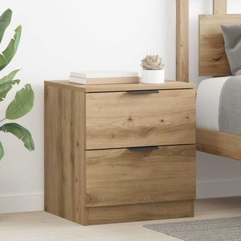 Mesitas De Noche - Mueble Para Dormitorio - Madera De Ingeniería - Roble Artesanal (45x39x50cm)