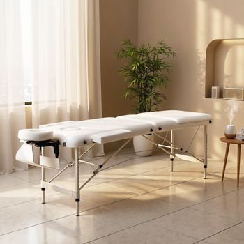 Camilla De Masaje De Plástico Aluminio Homcom 215x81x61-84 Cm-blanco