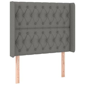 Cabecero Con Orejas De Tela Gris Oscuro 93x16x118/128 Cm