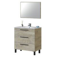 mueble de bano 80 3 cajones  espejo melamina roble alaska
