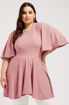 Yours London Top Jacquard Rosa Corte Peplum, Mujer Curvy Y Tallas Grandes, Yours London