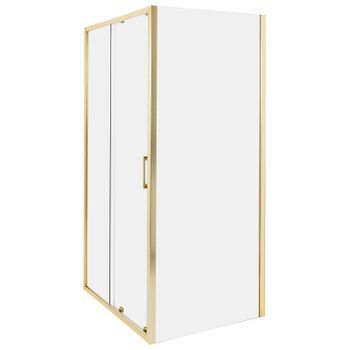 Cabina De Ducha Vidrio Templado Una Puerta Dorado 80 X 100 X 185 Cm Yoro