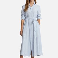 polo ralph lauren linen and cotton-blend midi dress - uk 4