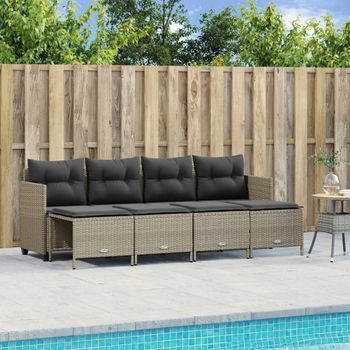 Set De Sofás Jardín Y Cojines 5 Uds | Conjunto Mueble Jardin Mesa Y Sillas Ratán Sintético Gris Claro Cfw70745