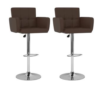 Vidaxl taburetes de cocina 2 unidades cuero sintético marrón