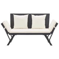 banco de jardin  banco de exterior  silla de jardin con cojines ratan sintetico negro 176 cm