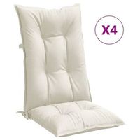 cojines silla respaldo alto 4 unidades tela crema melange 120x50x7cm