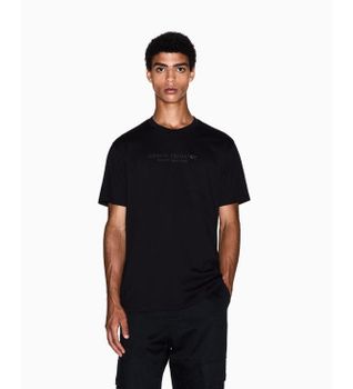 A|X Armani Exchange para hombre. XM001280AF10361UC001 Camiseta Regular con Logo (XXL), Negro, Casual, Algodón, Manga corta
