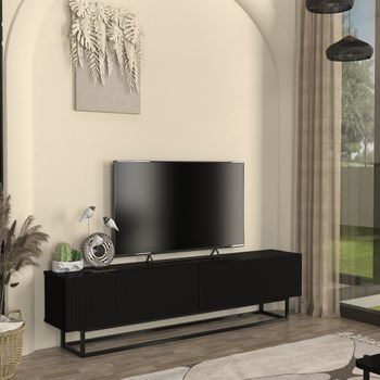 Mueble De Tv Verpsboga Con 2 Puertas Base Corta 180x32x47 Cm - Negro [en.casa]