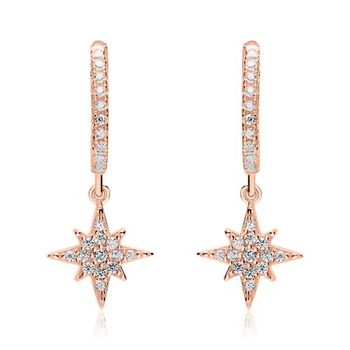 Estrella criolla de plata 925 bañada en oro rosa con circonitas