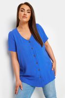yours top azul de pico con botones mujer curvy y tallas grandes yours