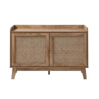Aparador 2 puertas y rejilla de ratán - l110 cm