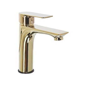 Grifo Mono Mando Para Lavabo Caño Plano Mono Mando De Latón Dorado Berloi