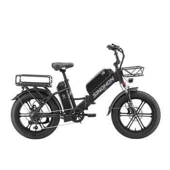 Bicicleta Eléctrica Sinohon Delivery, Bicicleta Eléctrica De Reparto De Largo Alcance Con Doble Batería, Negro