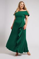 yours london vestido largo verde esmeralda con escote bardot mujer curvy y tallas grandes yours london