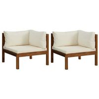 sofas de esquina 2 uds cojines blanco crema madera de acacia vidaxl